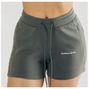 Alphalete Womens Essential Core Shorts Concrete Mid Rise Size Large NWT